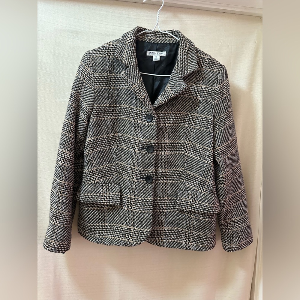 Pendleton Vintage Wool Herringbone Jacket – Women’s 10 Tailored Blazer